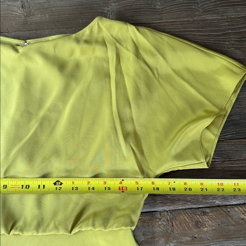 Lafayette 148 butterfly stretch ecru green silk midi long dress NWOT size 6 - Picture 13 of 14